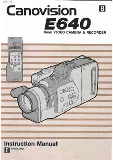 Canon E 640 manual. Camera Instructions.